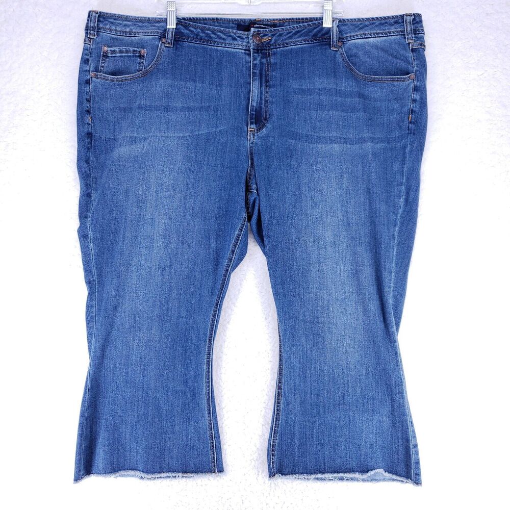 Denim 24/7 Cropped Fit Raw Hems Jeans Women Size 28W Mid Rise Denim Casual Pants